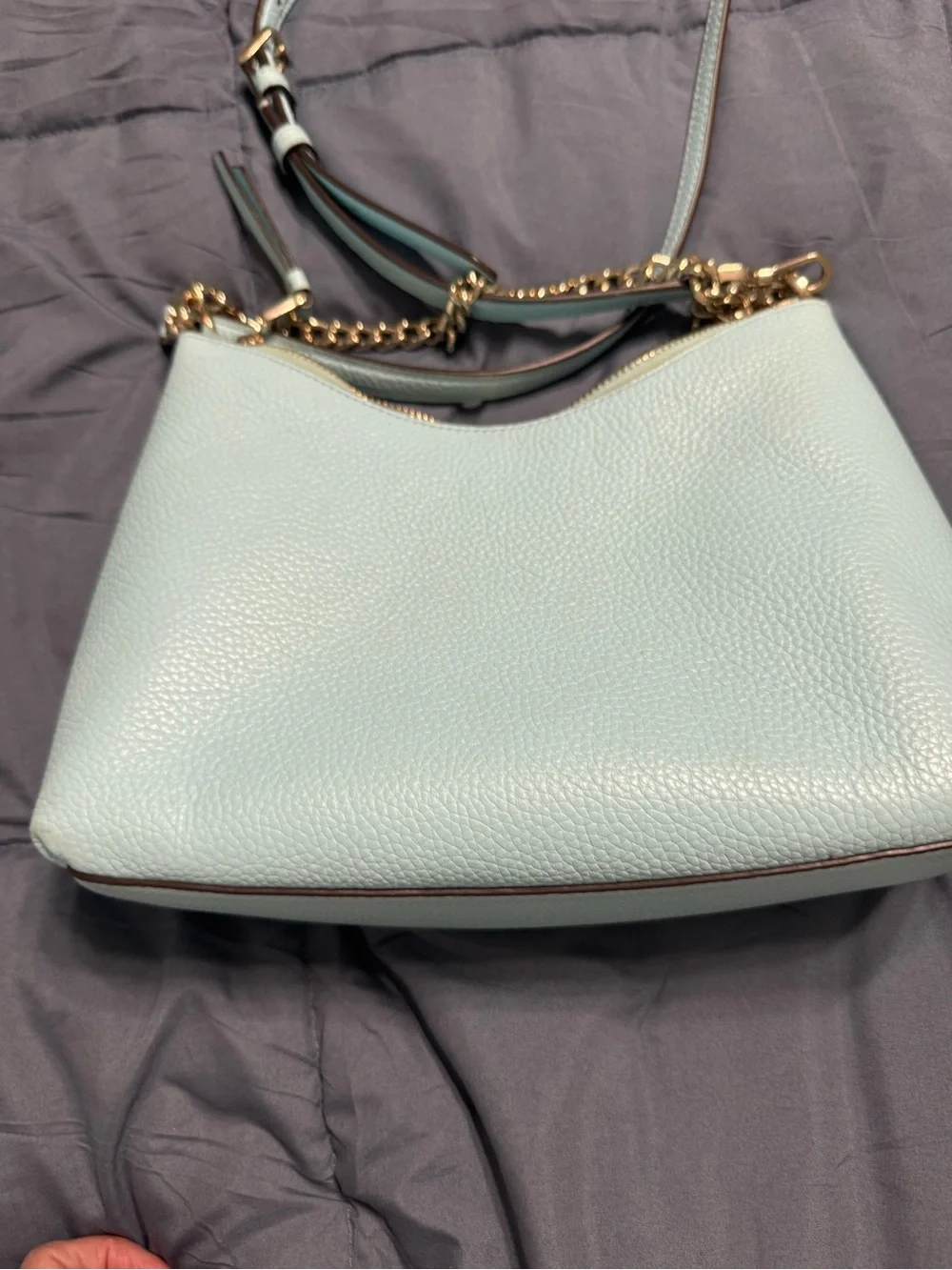 kate spade Zippy Pebbled Leather Bag in Perfect Pool with Gold Hardware